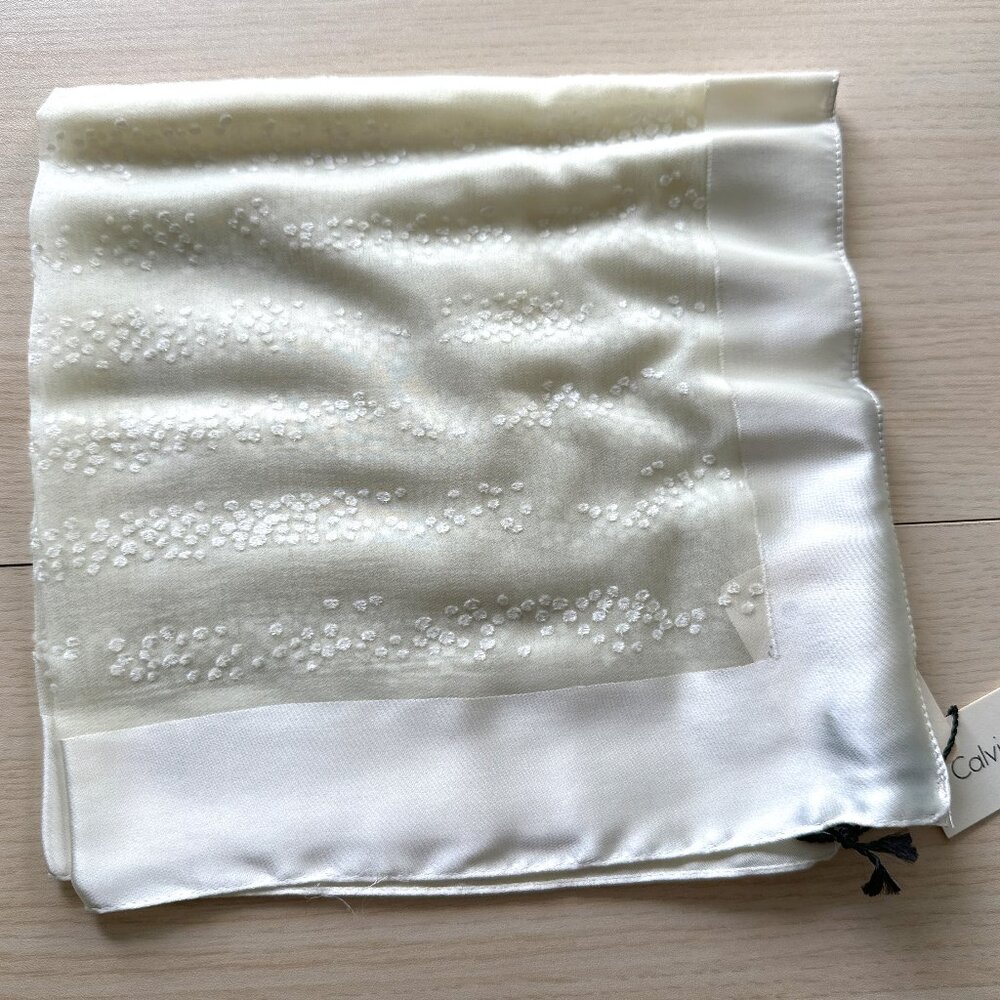 Calvin Klein Pocket Square/Scarf 19"x19" White Sheer